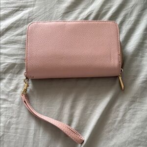 Elegant Pink Leather Wristlet Wallet